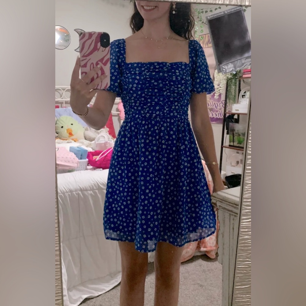 Francesca’s Floral Blue Dress